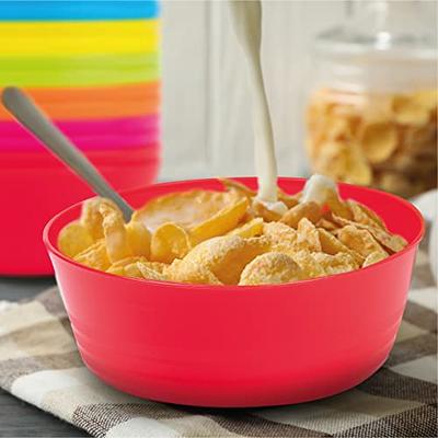 PLASKIDY Plastic Bowls Set of 12 Kids Bowls 24 Oz Microwave Dishwasher Safe  BPA Free Plastic Cereal Bowls for Kids Brightly Colored Children Bowls