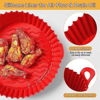  Airfryer Liners Silicone Air Fryer Liners Reusable Air Fryer  Filters Pot 3-5 QT Air Fryer Basket 7.8” Round Air Fryer Inserts Replace  Parchment Paper for Baking Tray Oven Liners Air Fryer