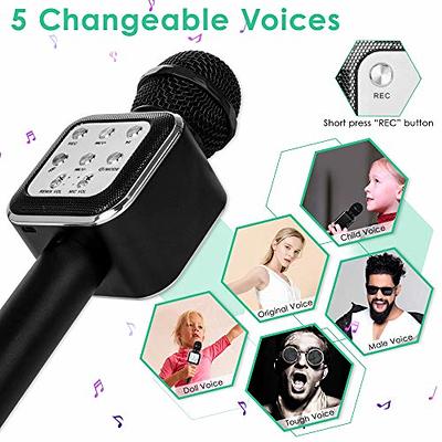 BONAOK Karaoke Microphone Bluetooth, 4 in 1 Wireless Karaoke Microphones,  LED Children's Karaoke Microphone Speaker, Home KTV Karaoke Device