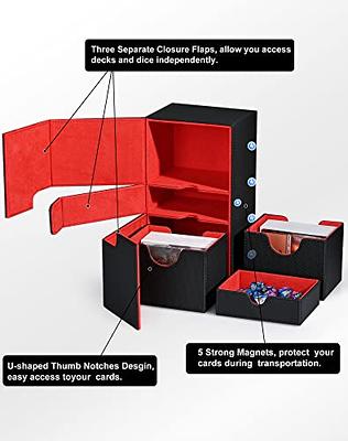 UAONO MTG Card Deck Box with Dice Rolling Tray, TCG Double Deck Box with 3  Trays