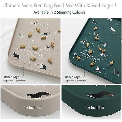 Dog Food Mat - Silicone Dog Mat for Food and Water - 28 x 20 Pet Feeding  Mats with Residue Collection Pocket - Waterproof Dog Cat Bowl Mat with High