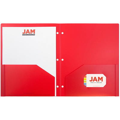 JAM Paper Heavy Duty Plastic 3 Hole Punch Two-Pocket School