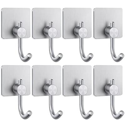 3 M Hooks Adhesive Wall Hooks Hooks for Hanging Heavy Duty Towels Hangers  Black Robe Hook for Bathroom Kitchen Clothes Keys Sticky Hooks (Silver,6