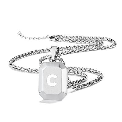 Initial Necklace for Men Men's Letter Necklace Stainless 