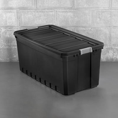 Mainstays 18 Gallon Plastic Storage Container, Black, 8 Count