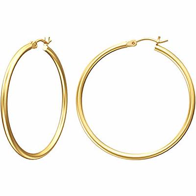 Gacimy Chunky Gold Hoop Earrings for Women 14K Real Gold Plated, 925  Sterling Silver Post Gold Hoops for Women