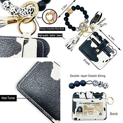 TSNSOEEO Wristlet Keychain Bracelet Wallet, Key Ring Silicone Bead