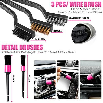 3Pcs Wheel Cleaning Brush Tool Kit Micro Fiber Wheel Wand Car