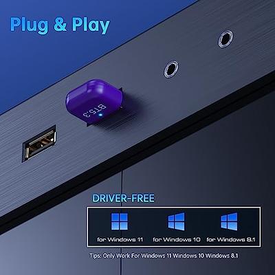  Bluetooth Adapter for PC 5.1,Bluetooth Dongle Adapter for  Windows 11/10/8.1 Driver-Free，USB Bluetooth Adapter Plug&Play for  Desktop,Laptop,Keyboard,Mouse,Headset,Speaker,Printer : Electronics