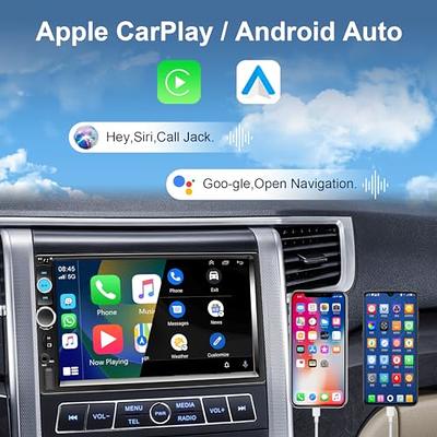 Wireless iOS Carplay&Android Auto, Double Din Car Stereo with Voice  Control,7 Inch HD Touchscreen,Mirror Link,Bluetooth 5.1, AM/FM Car Radio