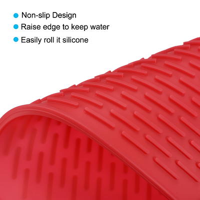 Unique Bargains Silicone Dish Drying Mat Under Sink Drain Pad Red - Yahoo  Shopping