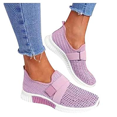 BELOS Women's Fashion Rhinestone Mesh Knit Slip On Sneaker Breathable  Glitter Walking Shoes(Pink,9) - Yahoo Shopping