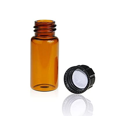 Storage Vial, Clear Liquid Sampling Sample Glass Thread Bottles, Capacity  10ml (1/3 Oz) with 18-400 Black Screw cap, PE Liner, Pack of 100 by ALWSCI