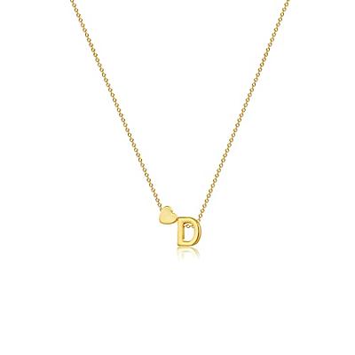 Fashion Tiny Dainty Heart Initial Necklace Personalized Letter Necklace  Name Jewelry for women accessories girlfriend gift, Metal Color:G(Gold)