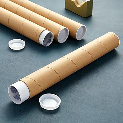 Colarr 6 Pcs Mailing Tubes with Caps for Packaging Posters Round Kraft Tube  Mailers 3 x 48 Inches Waterproof Cardboard Mailers Document Protector Tube