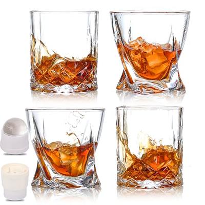 Whiskey Barware Set - 2 Old Fashion Tumbler Glasses with 2 Chilled Whisky  Ice Ball Molds