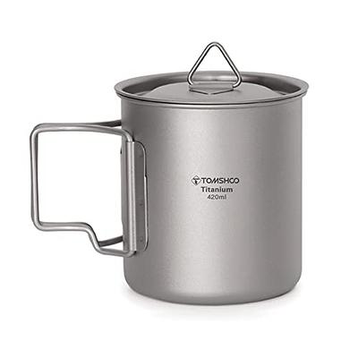 Outdoor Titanium Pot Pan Cookware Set With Lid Folding Handle Camping Hiking