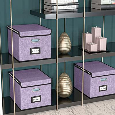 1pc Portable File Storage Box, Foldable Linen Decorative File