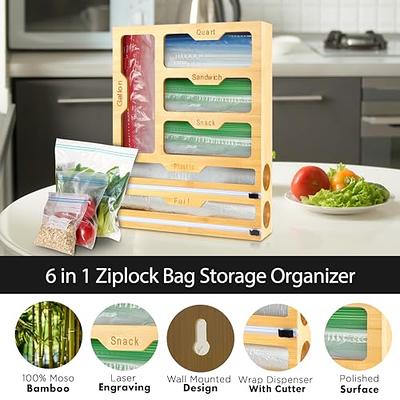 AeonPack Bamboo Ziplock Bag Organizer for Drawer - Flip Top Food