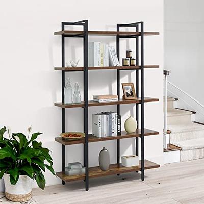 Bookshelf, 5-Tier Bookcase, Industrial Bookshelf for Bedroom, Home