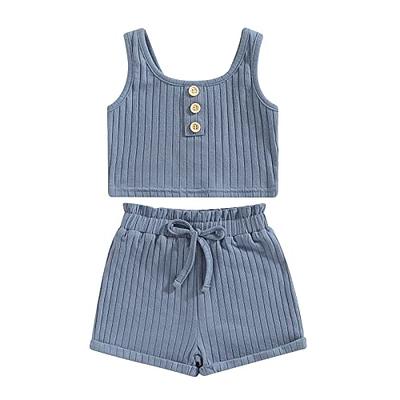 Boys Girls Fashion Clothes Summer Comfy Outfits Kids Cute Short Sleeve  T-Shirt Top Shorts Set Newborn Solid Casual Clothing