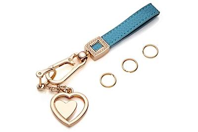 3pcs Blue, Red, Black, Leather Fob D-Ring Buckle Keychain Key Ring Holder  Clip