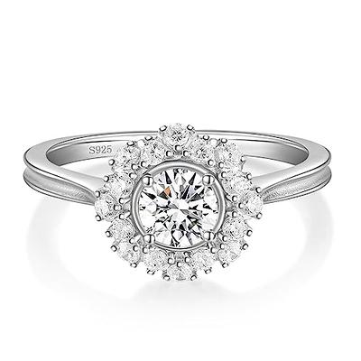  Women's Ring Cubic Zirconia Promise Halo Engagement