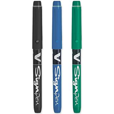 Pilot V Sign Pen - Fineliner Marker Pens - 2.0mm Nib Tip - 0.6mm Line Width  - Teacher's Pack of 3 - Black, Blue & Green - Yahoo Shopping