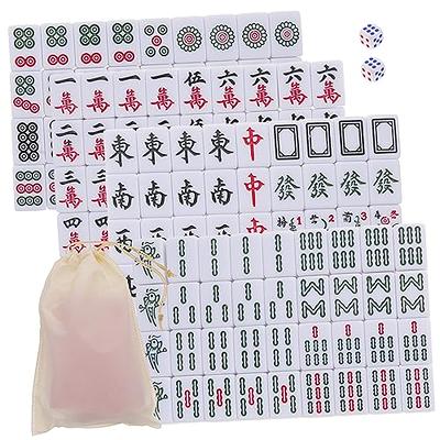 YINIUREN Chinese Mahjong Set Large 1.6-inch Mahjong Tiles 144 Mahjong Tiles  Set Lantian Jade Melamine Mahjong Set