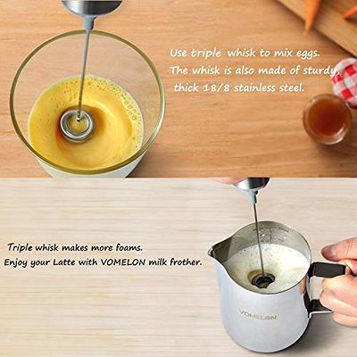 Milk Frother Handheld, Battery Operated Drink Mixer for Coffee, Handheld Electric Stirrer Foam Maker Whisk, Stainless Steel Milk Foamer for Coffee