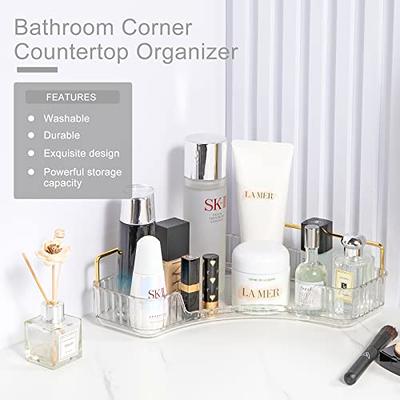 3-Tier Corner Bathroom Counter Organizer, Bathroom Countertop Perfume Tray  and Vanity Organizer, Makeup Cosmetic Storage, Corner Storage Organizers  for Bathroom, Kitchen, Dresser (clear)