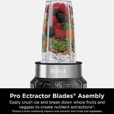 BN401 Nutri Pro Compact Personal Blender, Auto-iQ Technology,  1100-Peak-Watts, for Frozen Drinks, Smoothies, Sauces & More, with (2)  24-oz. To-Go Cups & Spout Lids, Cloud Silver 