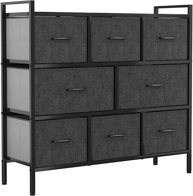 Yitahome  8 Drawer Fabric Dresser Storage Tower Wooden Top Light Gray