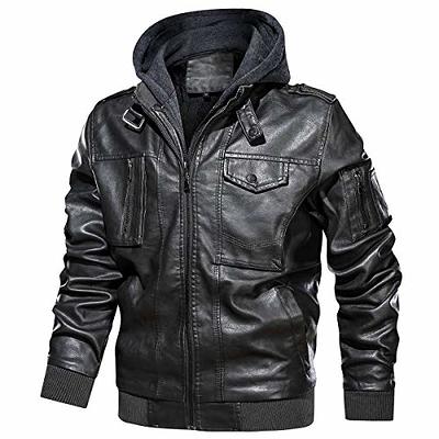 ADUWOAN Mens Leather Jacket Plus Size Mens Faux Leather Jacket