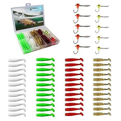 58PCS Crappie Jigs Lure Set, 1.6 inch Crappie Bait Crappie Jig