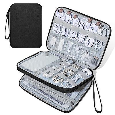 Orient FAMULAY Travel Electronics Organizer, Waterproof Cable Organizer Bag for Electronic Accessories Double Layer Large Shockproof Cable Storage Bag for Cord