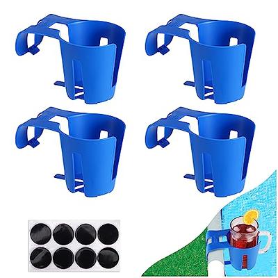 4 Pack Poolside Cup Holder Above Ground Pool Drink Holder No Spill Drink  Holder Pool Phone Holder Cup Holder (Blue) 