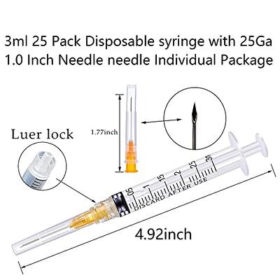 Hyinghw 3ml/cc Luer Lock with 25Ga 1inch Individual Wrapped Pack