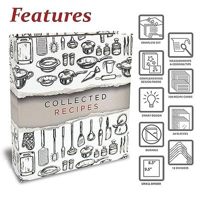 Recipe Binder, 8.5 x 9.5 3 Ring Binder Organizer Set (with 50