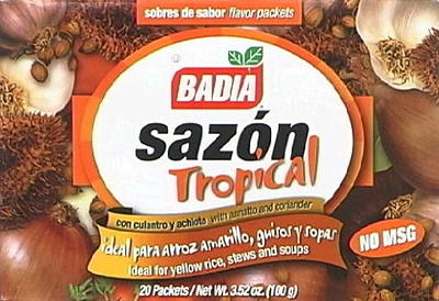 Badia Complete Seasoning, Sazon Tropical with Annatto & Coriander, Sazon  Tropical, and Onion Powder Seasoning Bundle (4 Pack) W/ Premium Penguin  Recipe Card - Seasonings for Meats, Salads, and More!