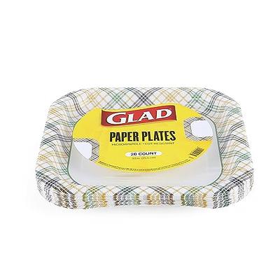 Glad Everyday Square Disposable Paper Plates with Falling Foliage Design, Small | Cut-Resistant, Microwavable Paper Plates for All Foods & Daily Use