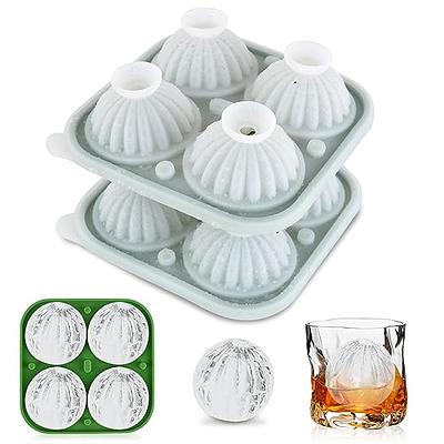 HONYAO Whiskey Ice Ball Mold, Silicone Ice Ball Maker Mold, Ice Cube Trays, Round Sphere Ice Mold - 2 inch 6 Ice Balls, White