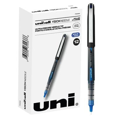 Uniball Vision Needle Rollerball Pens, Blue Pens Pack of 12, Micro