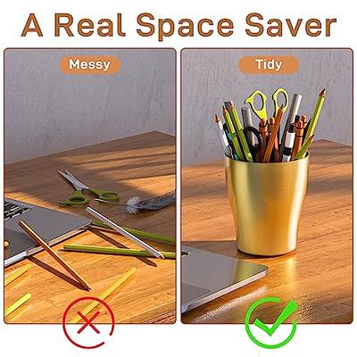 Bamboo Rotating Pencil Holder for Desk - Pen Holder Desk Organizer with 7 Compartments, Office Supplies Desktop Storage Caddy for Colored Pencils