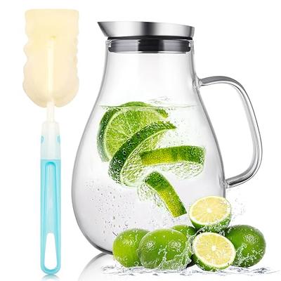 hjn Glass Water Pitcher with Wood Lid Water Carafe with Handle - Fridge  Glass Jug for Hot/Cold Water & Iced Tea Beverage, juice - Yahoo Shopping