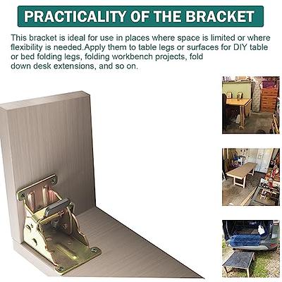 4PCS Folding Table Leg Extension Bracket, 90 Degree Hinge Self-Locking  Hinge DIY Foldable Work Table Leg Bracket, Locking Hinge Color Bed Foot,  for