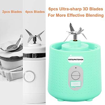 13.5Oz 6pcs 3D Blades Portable Juicer Cup Blender for Shakes and Smoothies  USB Rechargeable Personal Blender Food Mixer