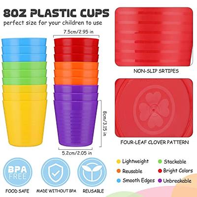 Youngever 8 Ounce Kids Cups, 9 Pack Kids Plastic Cups, 8 Ounce Kids Drinking Cups, Toddler Cups, Cups for Kids Toddlers, Unbreakable Toddler Cups