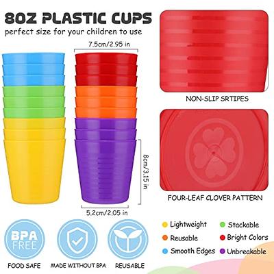 Youngever 8 Ounce Kids Cups, 9 Pack Plastic Tumblers, 8 Ounce Kids