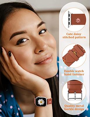 Wearlizer Floral Leather Band Compatible with Apple Watch Band